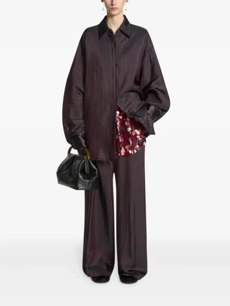 Geanta de piele Dries Van Noten din piele plisată negru