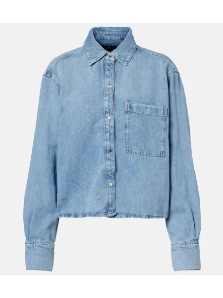 Lniany koszula dżinsowa 7 For All Mankind niebieski