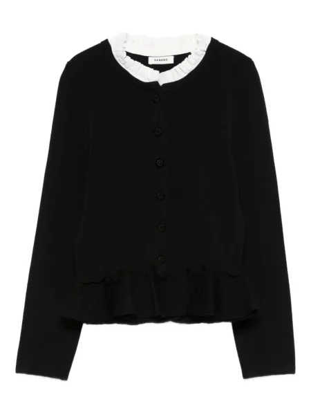 Cardigan Sandro cu volane negru