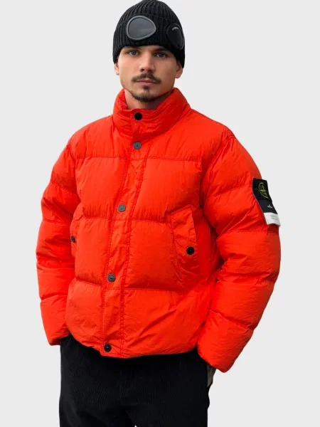 Пуховик Stone Island з камінням помаранчевий