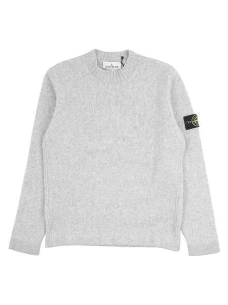 Sweter wełniany Stone Island wełniany z kamieniami szary