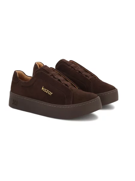 Sneakersy Kazar zamszowe brązowe