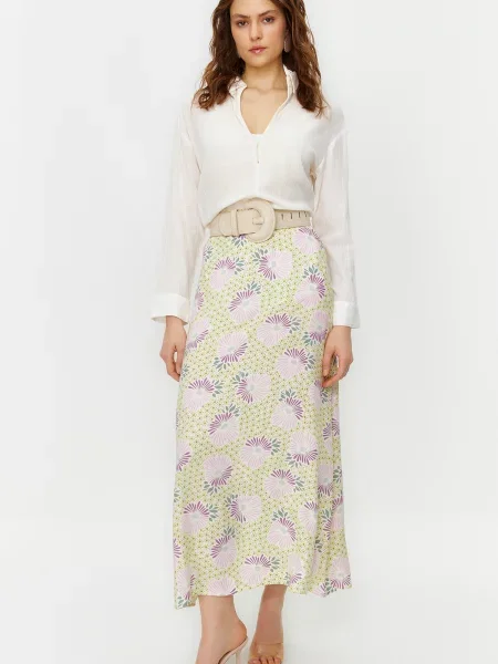 Fusta maxi Trendyol cu model floral gri