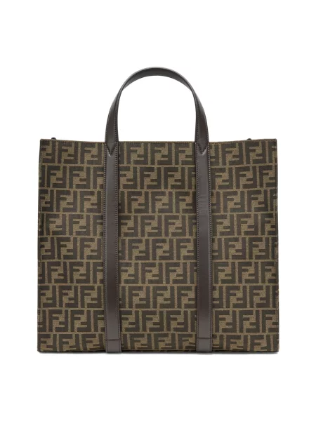 Torba Fendi skórzana z logo brązowa