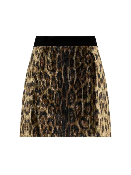 Spódnica mini Roberto Cavalli z cekinami beżowa