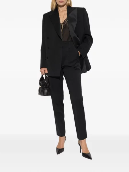 Μάλλινος μπλέιζερ Balmain διπλόκουμπα μαύρο