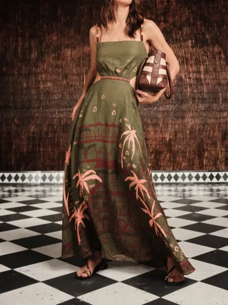 Rochie Johanna Ortiz cu imagine de costum verde