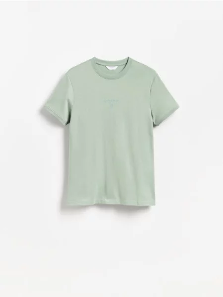 Reserved Tricou slim fit din verde-pal verde