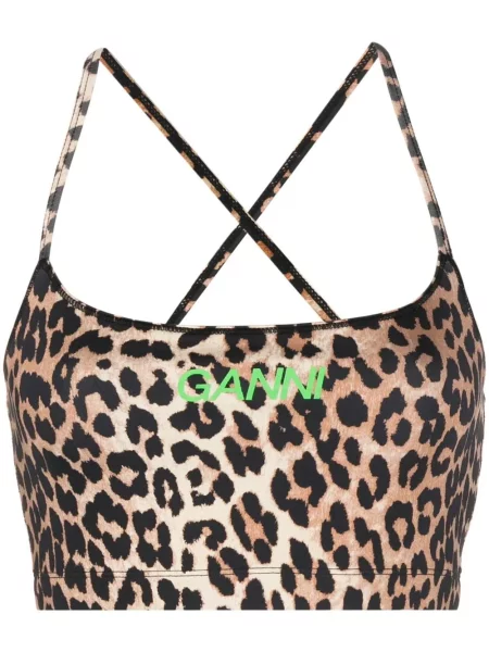 Cropp top Ganni cu imagine cu model leopard maro
