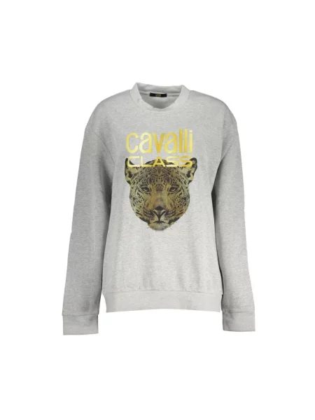 Bluza polarowa Cavalli Class z długim rękawem polarowa szara