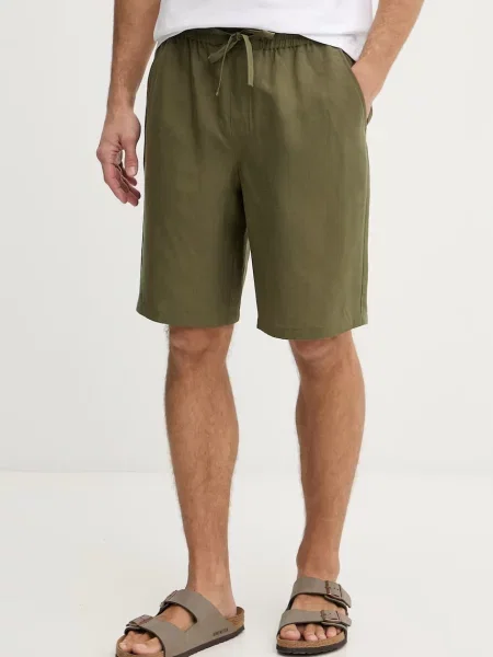 Guess szorty z lnem zielone