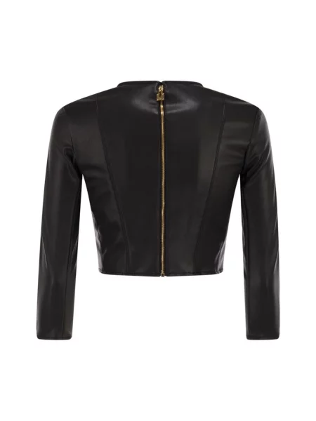 Lniany top Elisabetta Franchi czarny