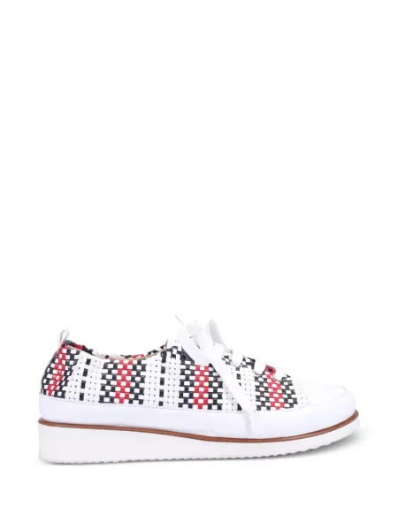 Sneakerși Ron White cu șireturi din dantelă alb