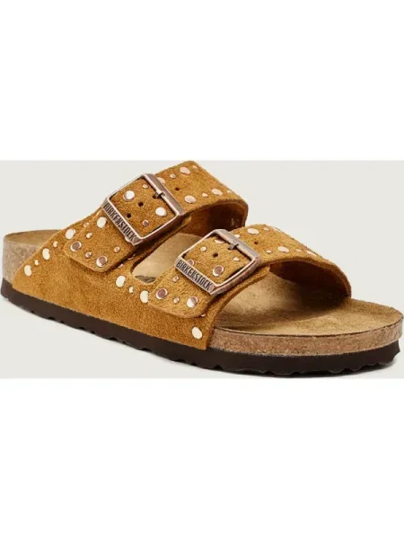 Birkenstock Șlapi Arizona Rivet LEVE | piele întoarsă | narrow fit maro