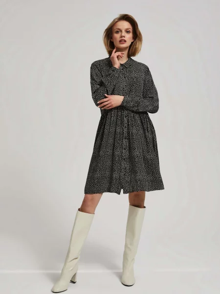 Rochie tip cămașă Marisse evazată negru