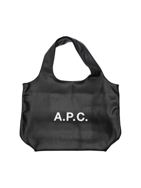 Torebka A.p.c. skórzana z nadrukiem czarna