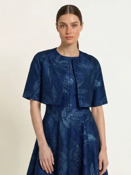 Talbot Runhof Žakárové Bolero tmavě modrá