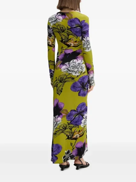 Rochie maxi Desigual cu model floral de costum verde