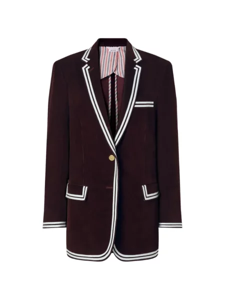 Palton Thom Browne de catifea cord cu dungi roșu