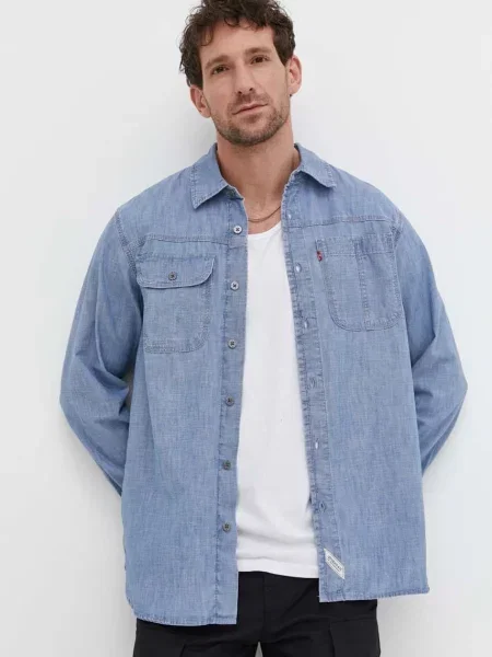Džínová košile Levi's relaxed s klasickým límcem modrá