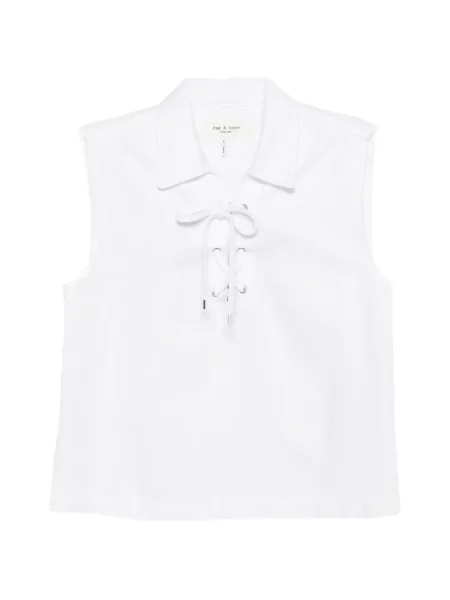 Top Rag & Bone cu șireturi din dantelă alb