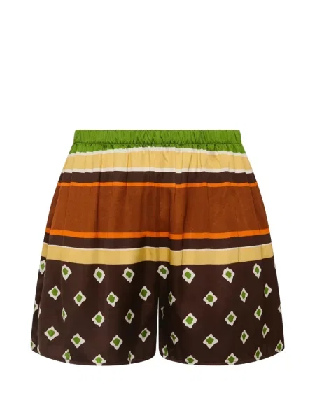 Pantaloni scurți Faithfull The Brand cu imagine cu imprimeu geometric maro