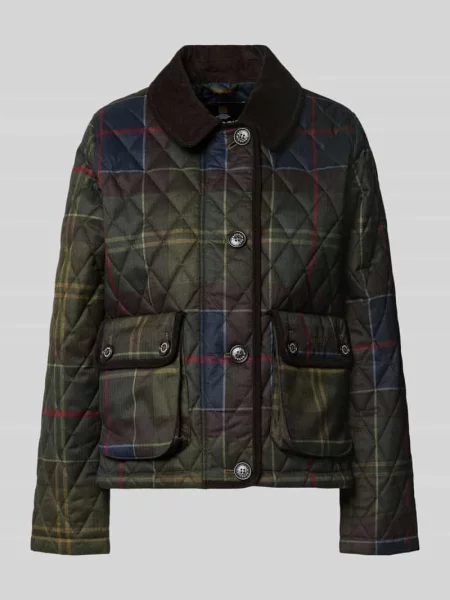 Kurtka pikowana o kroju regular fit ze wzorem na całej powierzchni Barbour oliwkowa