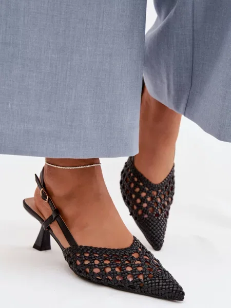 Pletene sandali Boto pleteni črna