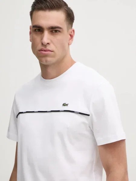 Тениска Lacoste с изчистен дизайн бяло