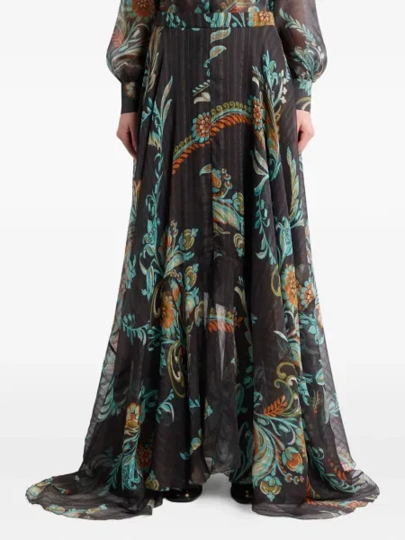 Fusta maxi Etro cu model floral cu imagine negru