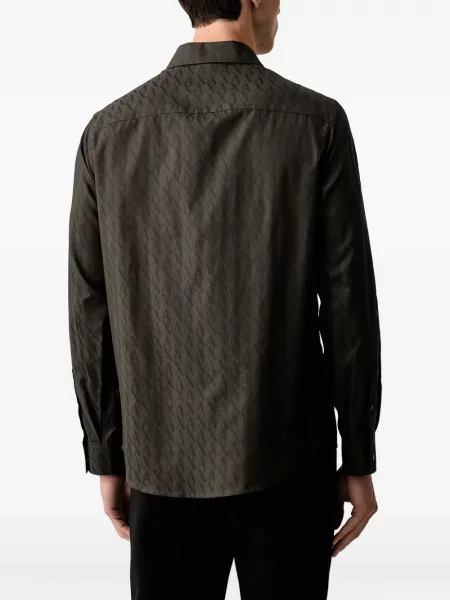 Lung cămașă Armani Exchange din jacard verde