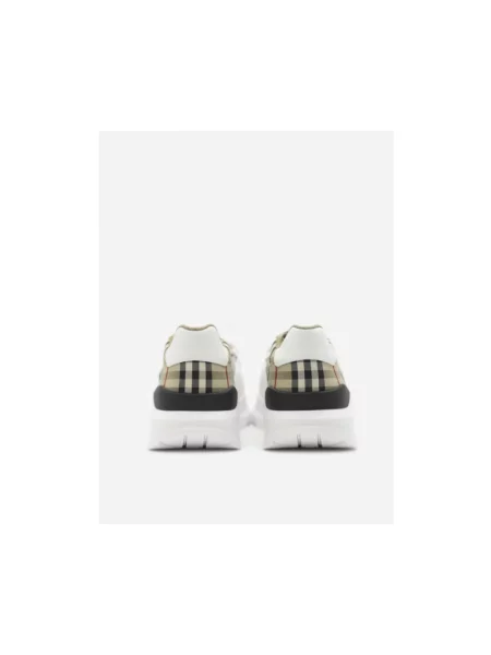 Sneakersy Burberry zamszowe w kratę beżowe