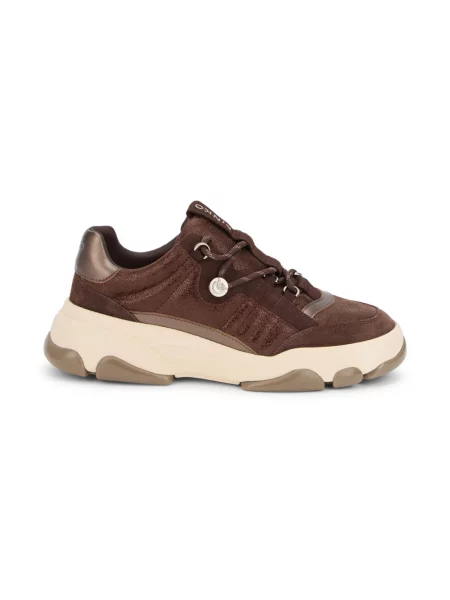 Sneakersy Pinko skórzane brązowe