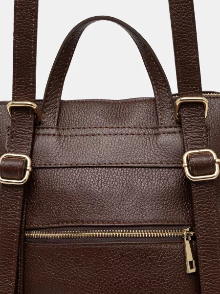 Кожаный однотонный большой рюкзак Answear.lab коричневый