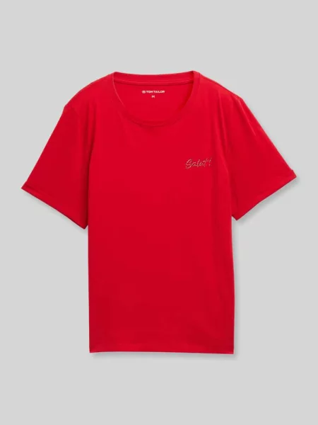 T-shirt o kroju regular fit z czystej bawełny Tom Tailor czerwona
