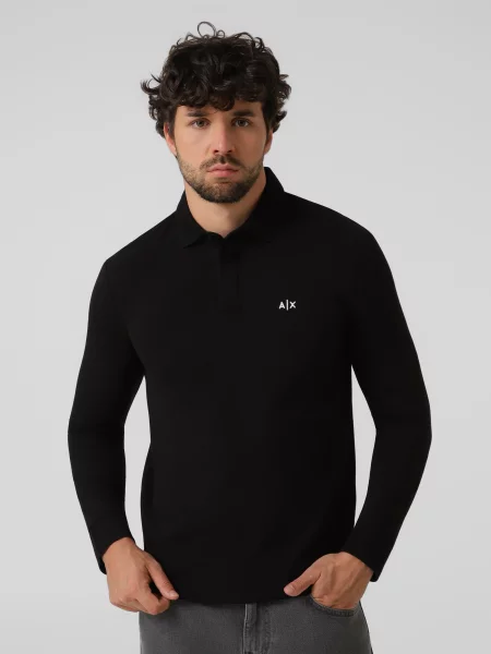 Поло Armani Exchange бавовна/еластан чорний