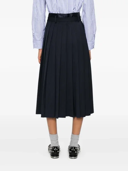 Dungat subțire fusta plisata Sandro plisată până la genunchi albastru
