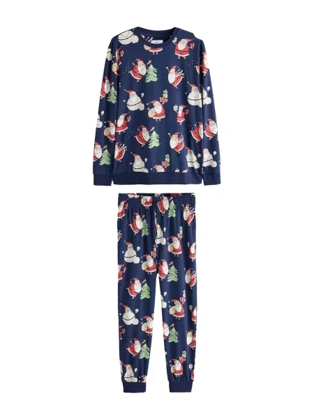Next Pijama lungă bleumarin / verde / roșu alb
