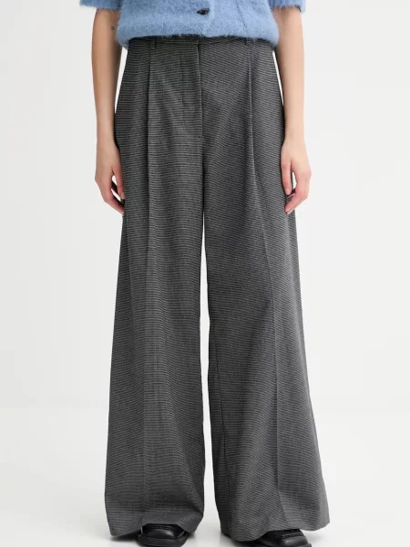 MUNTHE pantaloni LUPON lat high waist gri