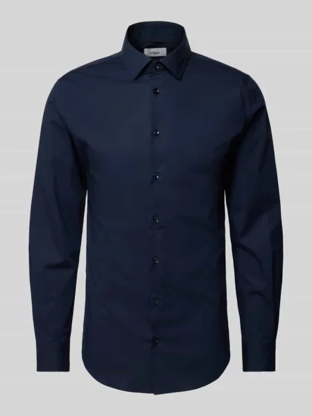 Koszula biznesowa o kroju shaped fit z mieszanki bawełny i streczu S.oliver Black Label granatowa