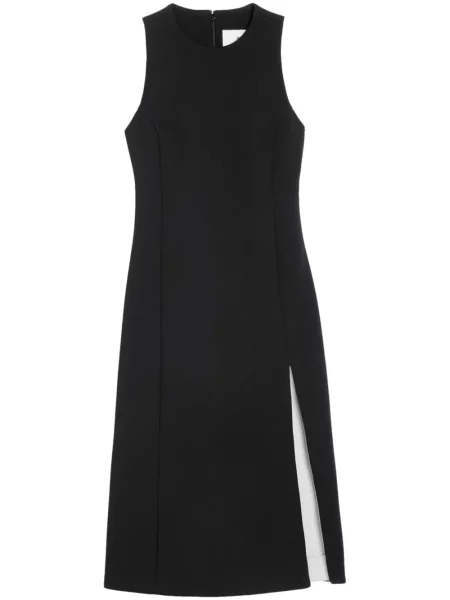 Rochie midi Ami Paris de lână fără mâneci până la genunchi negru