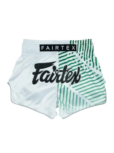 Spodenki Muay Thai Fairtex Racer Białe/Zielone M białe