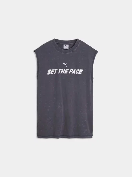Спортивна майка PUMA Ess Graphic Sleeveless Tee комбінований верх сірий