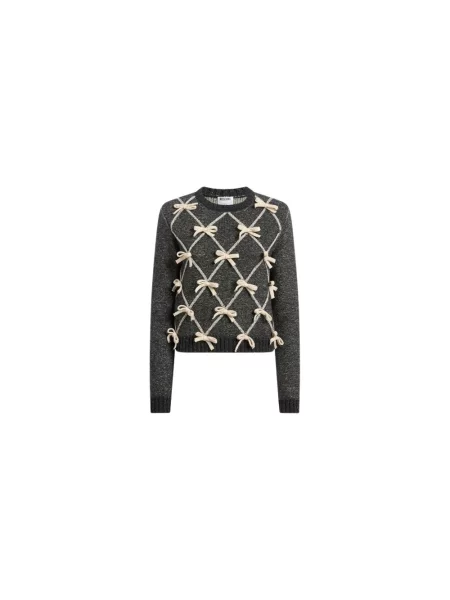 Sweter Moschino wełniany szary