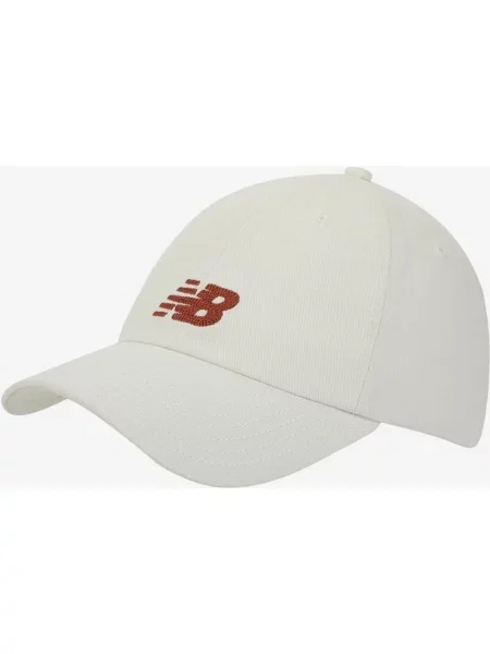 Czapka z daszkiem New Balance 6 Panel Chain Stitch Logo biało-kremowa biała