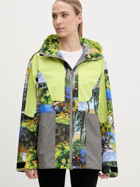 Adidas by Stella McCartney geaca de ploaie TrueNature Earth Collage femei de tranzitie oversize verde