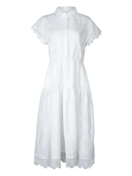 Rochie midi Waimari până la genunchi de costum alb