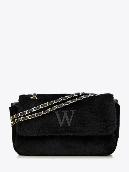 Torebka crossbody z futerkiem czarna