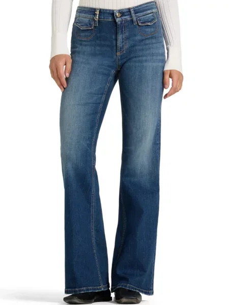 Cambio Jeansy Flared Fabienne blau niebieskie