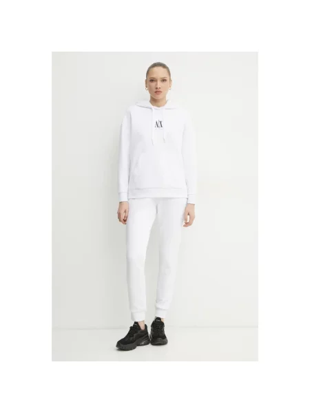 Armani Exchange bluza z kapturem z aplikacją biały